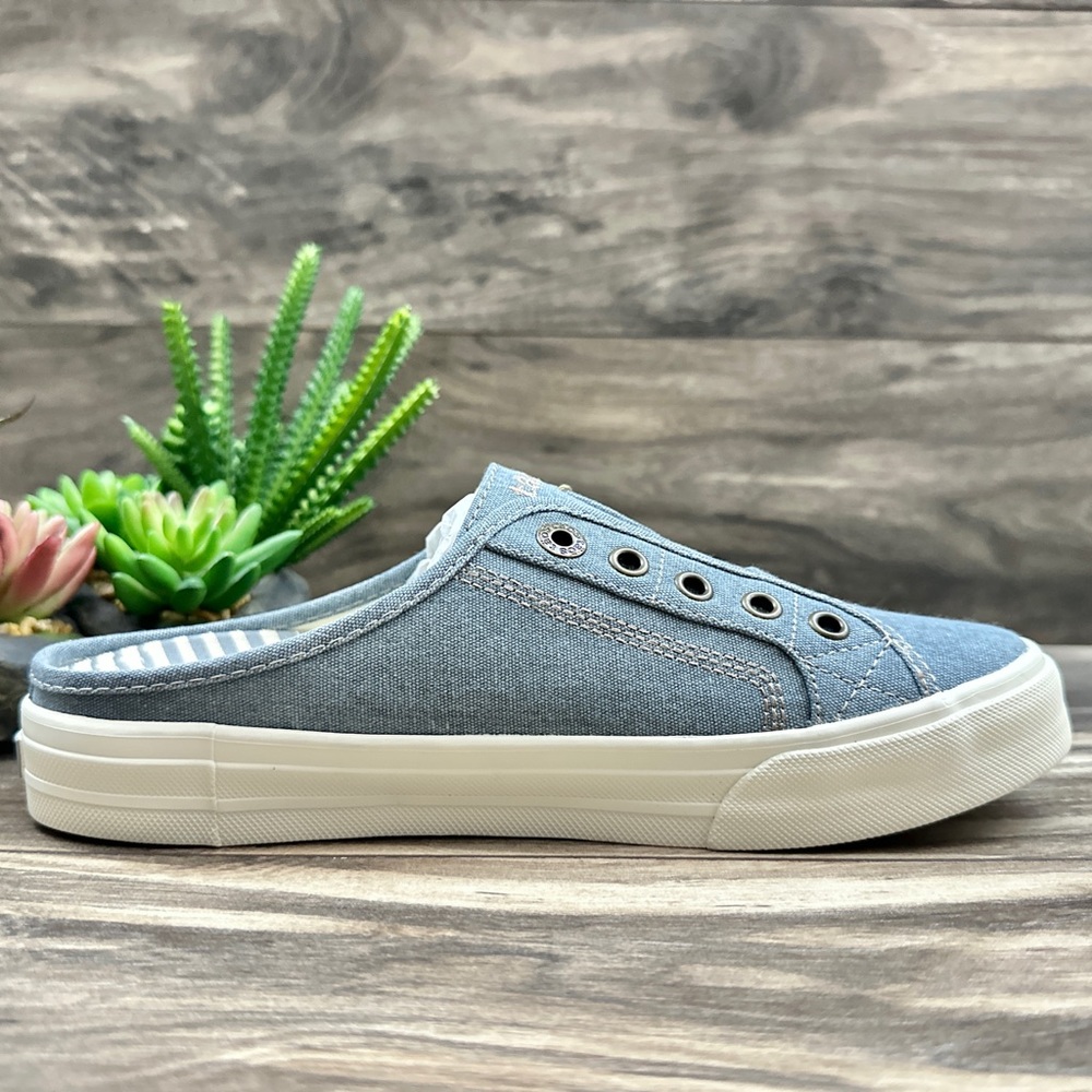 ❌SOLD OUT❌NIB Taos Footwear EZ Soul Mule Sneaker Lake Blue Wash Canvas 7.5M - Picture 7 of 12